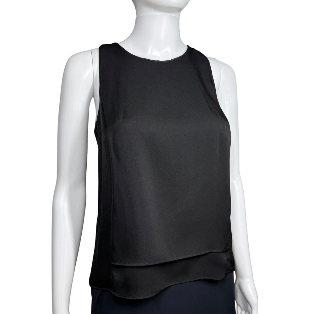 Milly black silk layered sleeveless tank top blouse Size 0 / XS